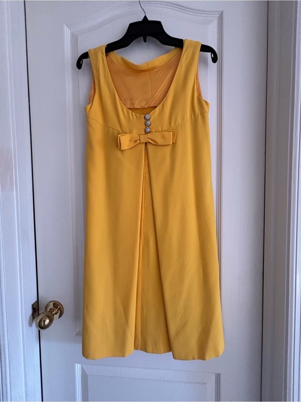 VINTAGE Dress Ups by Ronnie sz 9 Yellow Sleeveless Bow-Accent Dress ILGWU made